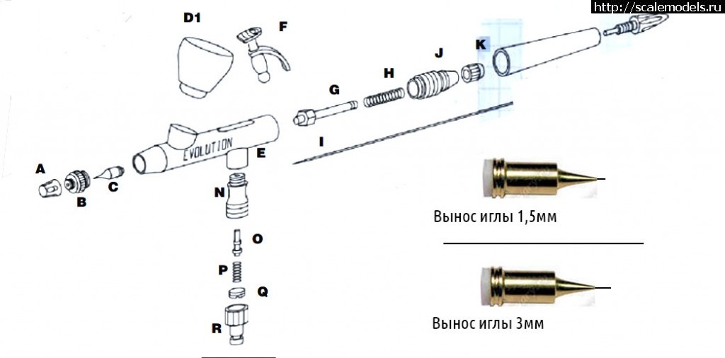 Схема разборки аэрографа