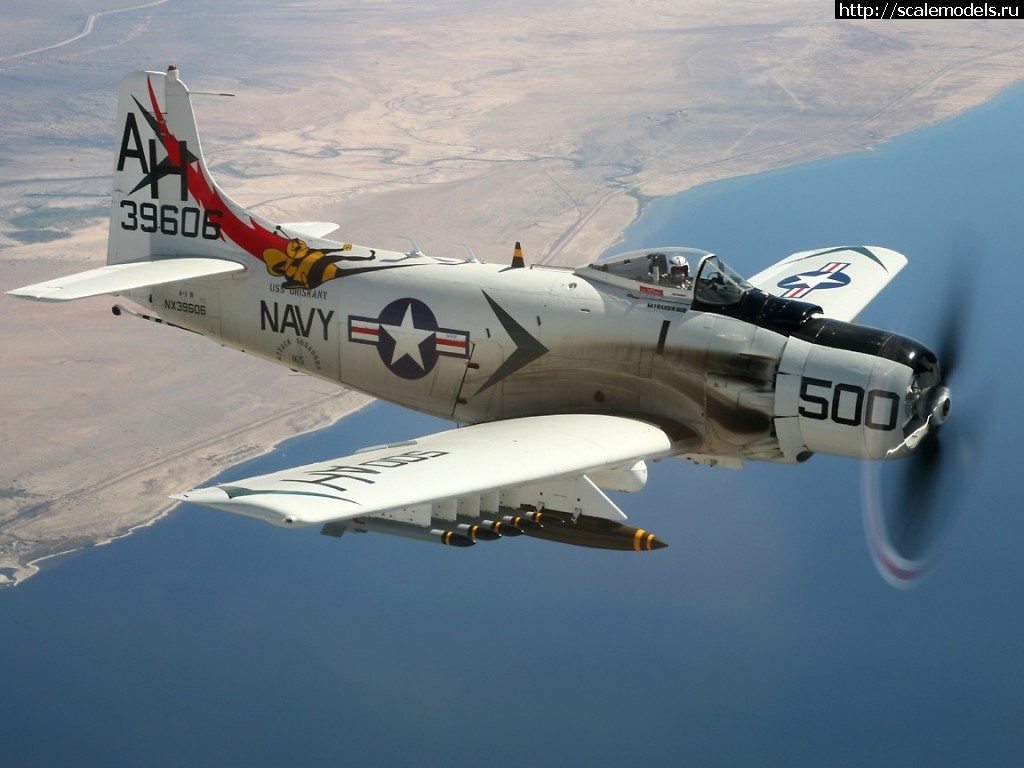 1455454926_SkyraiderOverSaltonSea.jpg : #1226409/ A-1H skyraider 1-72 Hasegava   