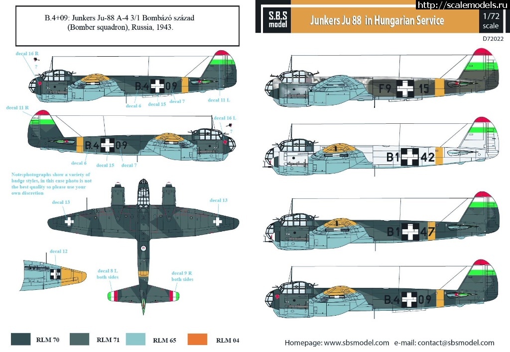 1498547223_image.jpeg :   SBS Model 1/72 & 1/48 Junkers Ju-88 in Hungarian Service WW II  