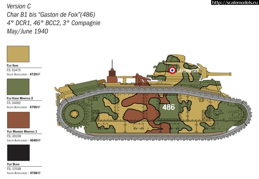 1509900056_resize__4_.jpg :  Italeri 1/56 Char B1 bis (15766)  