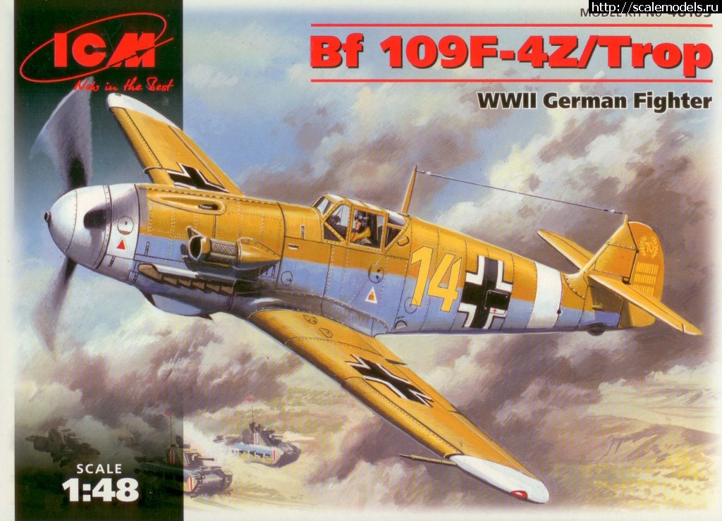 1532237086_ICM-48105-Bf-109F-4Z-Trop.jpg : #1494282/  Bf 109 F-4 trop 1/48  