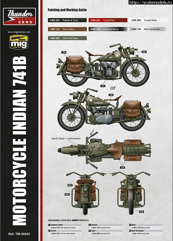 1533288023_37805056_1954617591427294_3006136374559506432_n.jpg :  Thunder Model 1/35 US Military Motorcycle Indian 741B  