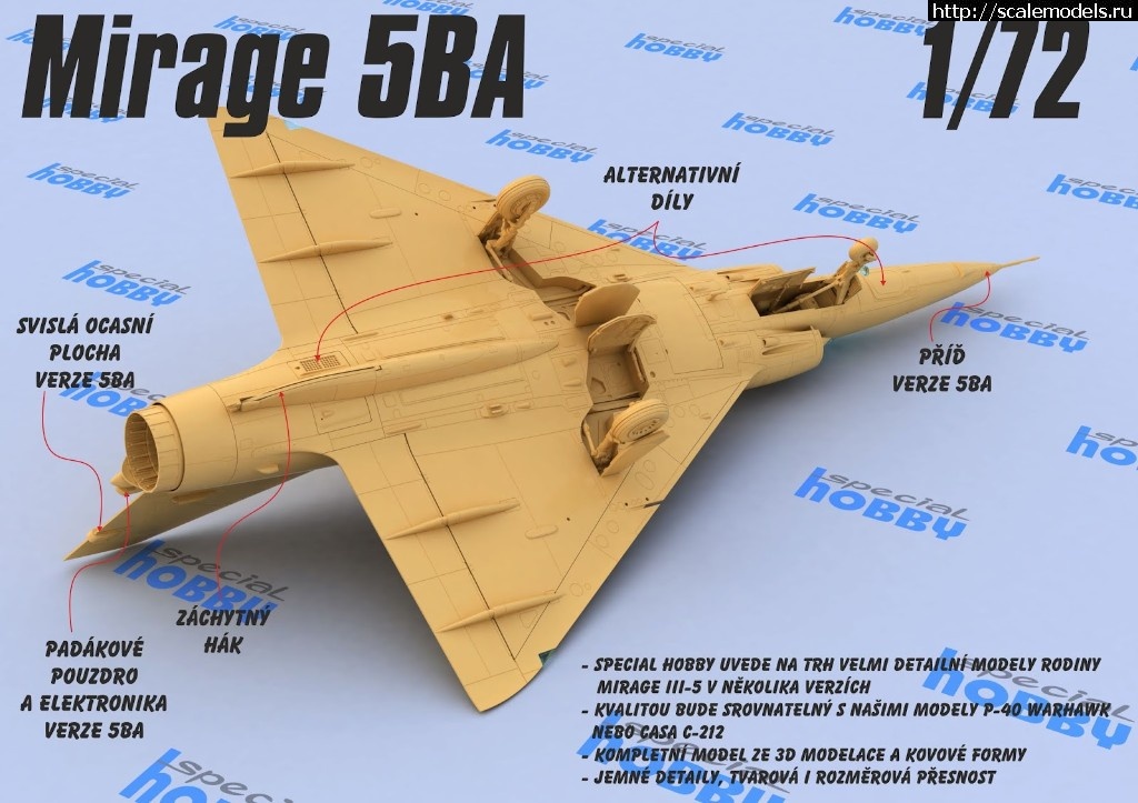 1537950453_Mirage-5BA-01-info.jpg :  Special Hobby 1/72 Dassault Mirage IIIS/IIIRS/5BA/5F - 3D-render  