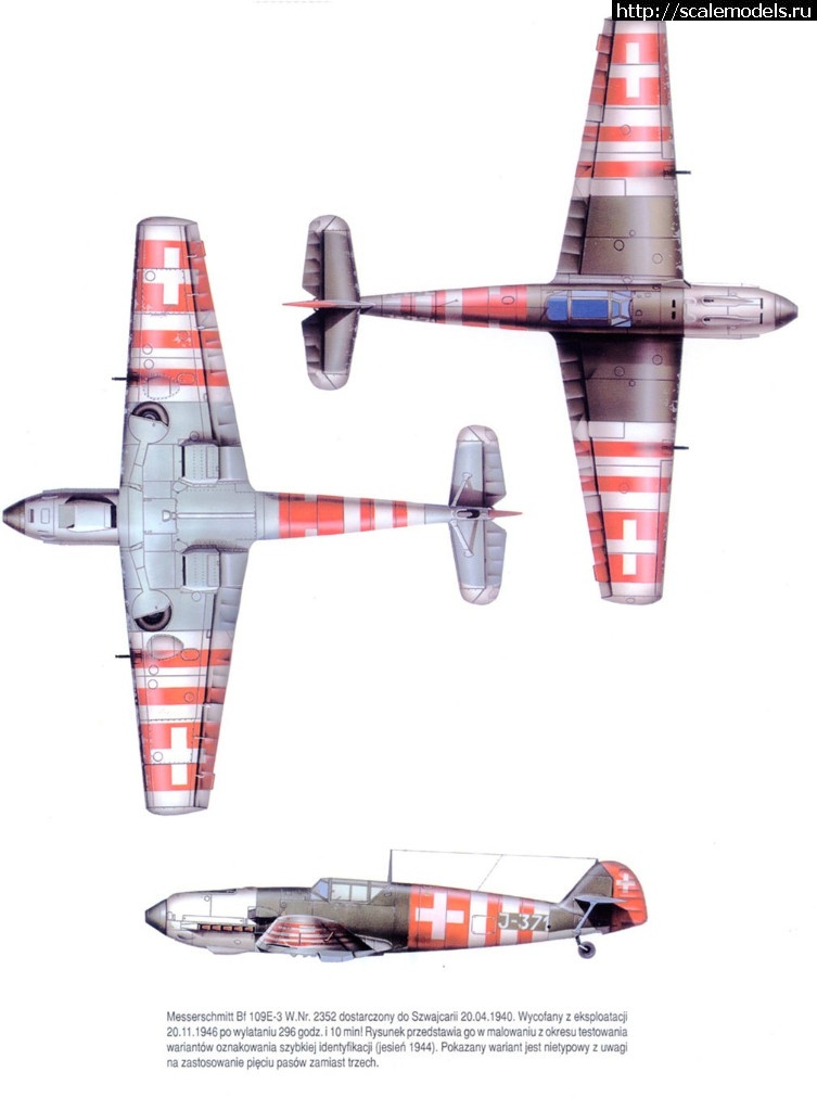 1541598591_Messerschmitt-Bf-109E3-Swiss-J371-WNr-2352-Switzerland-1944-0A2.jpg : #1514668/ Trumpeter 1/32 Bf 109E-3 - ...(#12549) -   