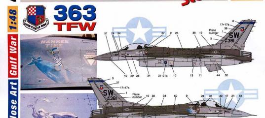 Elite Decals F 16c Block 25 Nose Art Gulf War 363tfw Другие масштабы 4570
