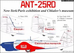 Декаль АНТ-25(РД) Сталинский Маршрут (1:72/48/32)