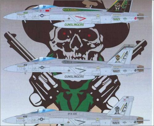   Afterburner Decals AD 48-012 F/A-18E THE GUNSLINGERS OF VFA-105.